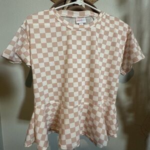LulaRoe || checkered June peplum top